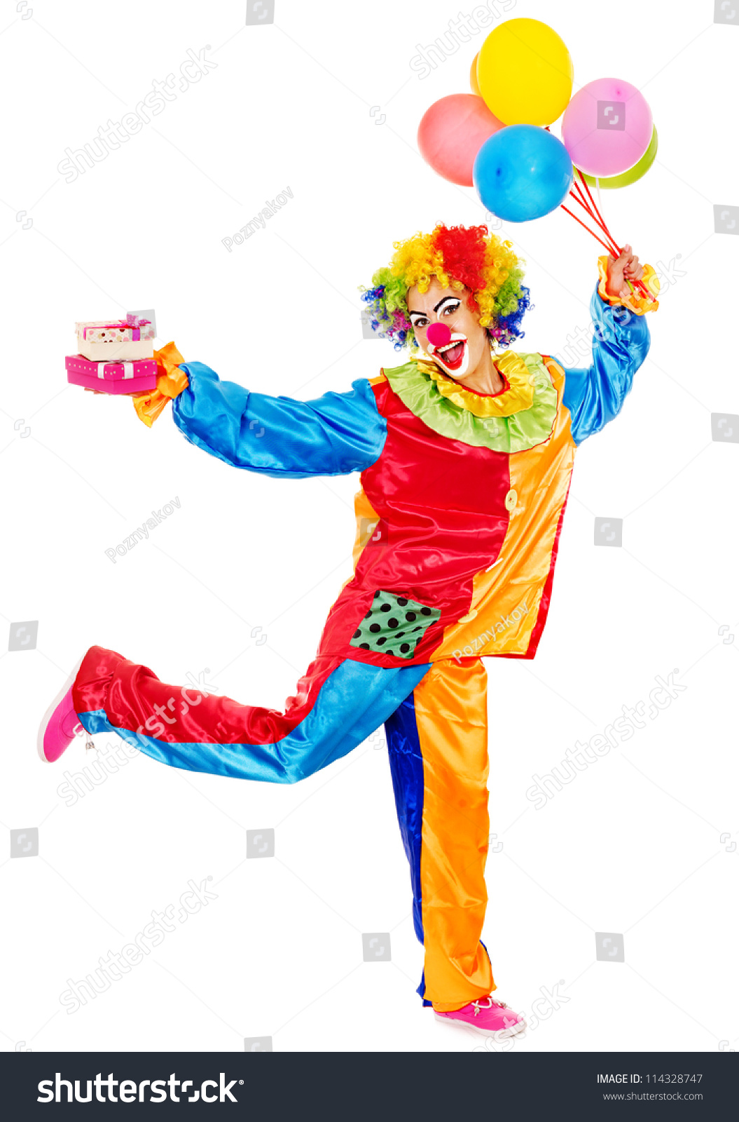 孤立. 原标题 portrait of clown with balloon. isolated.