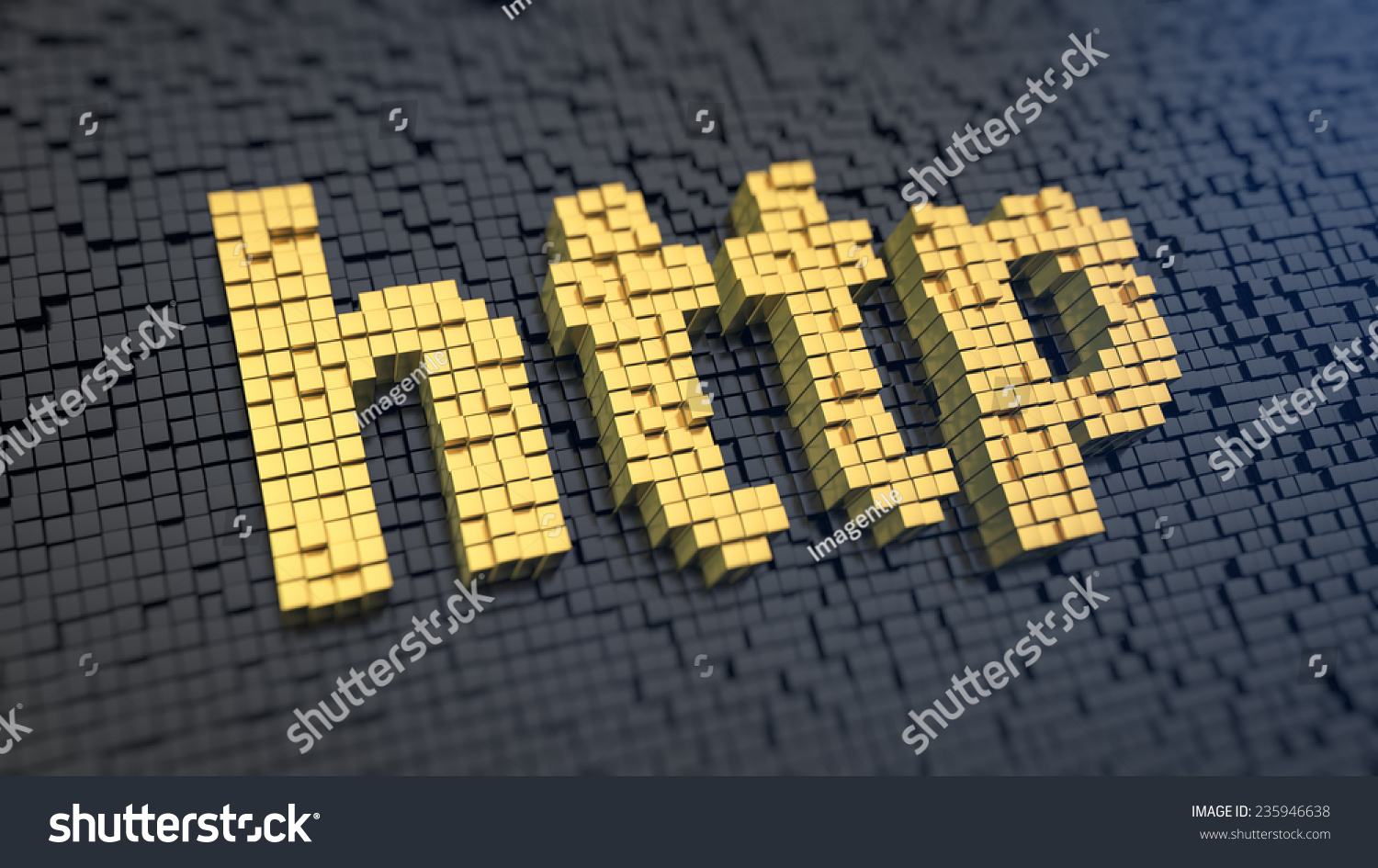 缩略词http黄色方形像素一个黑色矩阵的背景