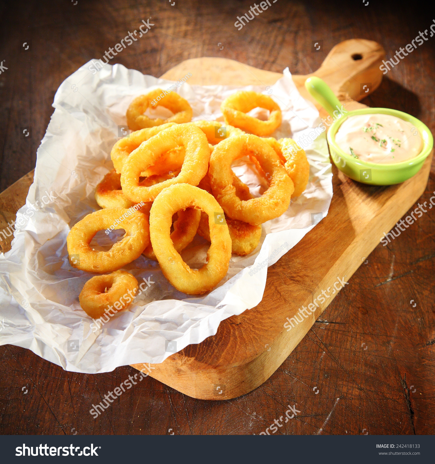 crispy golden calamari squid fried deep batter in