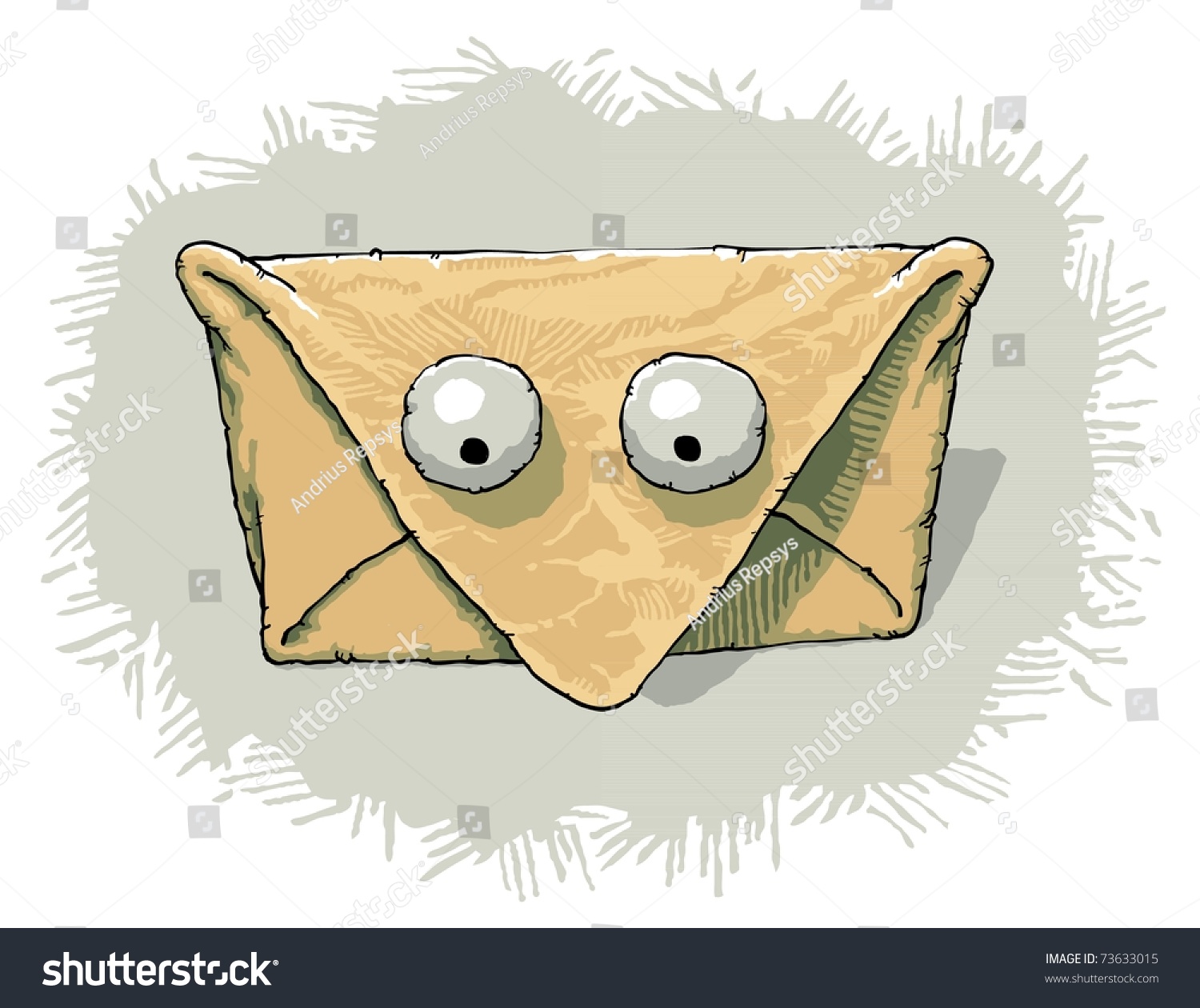 脸表达悲伤的棕色信封的圆圆的大眼睛向下看-插图/剪贴图,物体-海洛