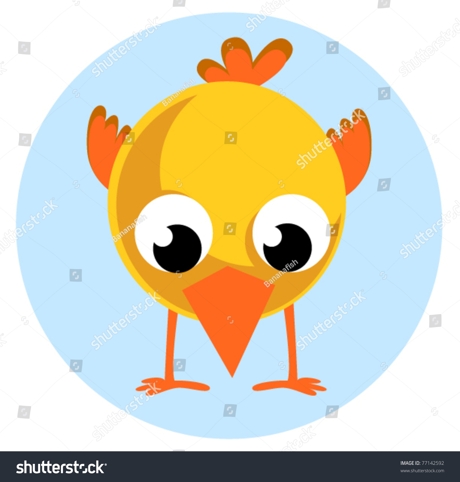 卡通鸡往下看-动物/野生生物,插图/剪贴图-海洛创意(hellorf)